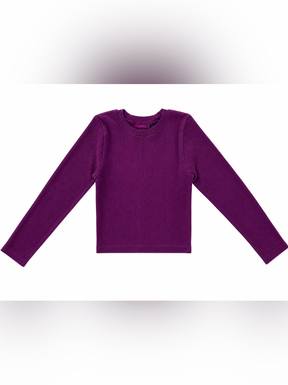 Forever 21 x Pantone Ribbed Cropped Top | Long Sleeve | Plum Purple | NWT